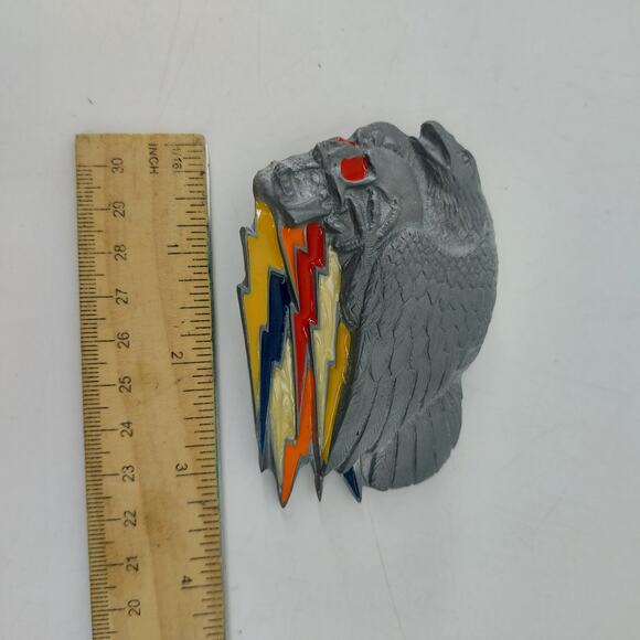 Biker Skull Eagle Lightning Bolt Belt Buckle Enamel Skeleton - Picture 4 of 11